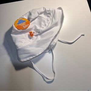 Baby white bucket hat.